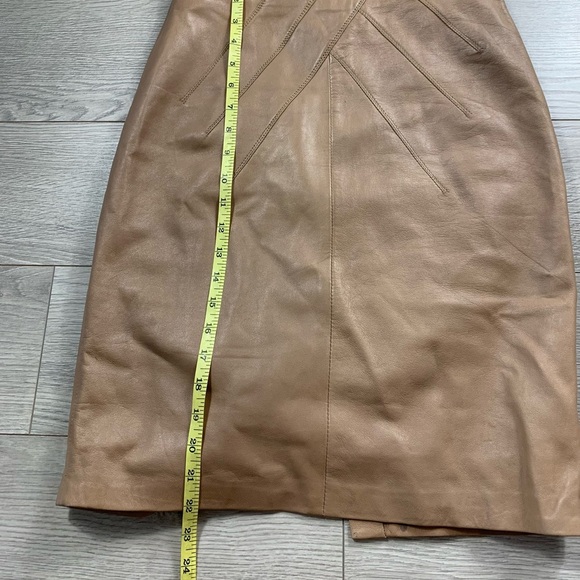 Lamarque Collection Tan Leather Midi Pencil Skirt - Picture 12 of 13